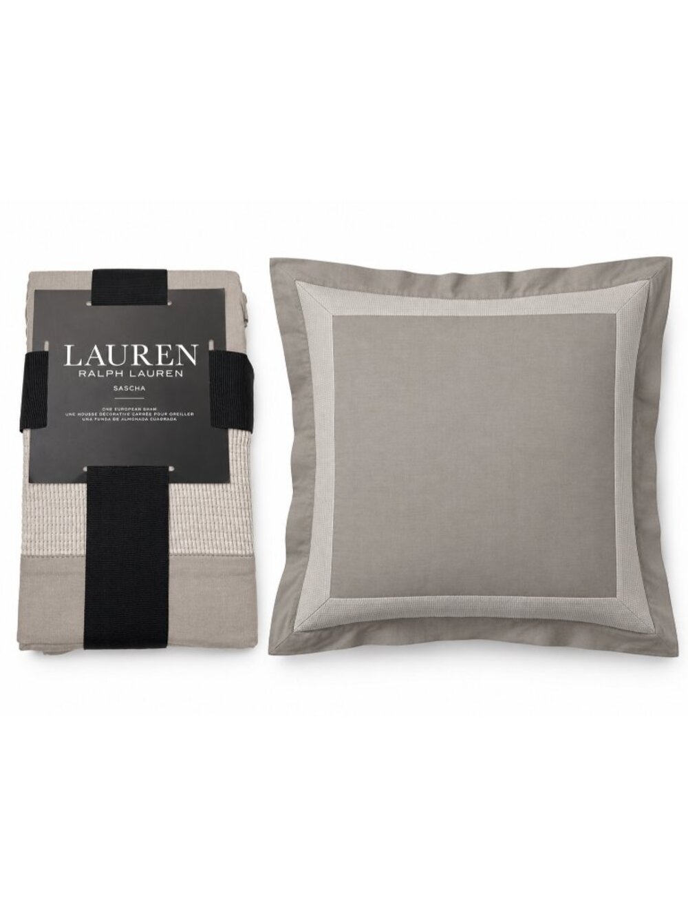 Lauren Ralph Lauren Sascha Stone Grey 1 pc Gray Euro Pillow Sham 100% Cotton NEW